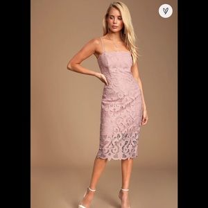 Bardot LINA BLUSH PINK LACE MIDI DRESS Size 10/L